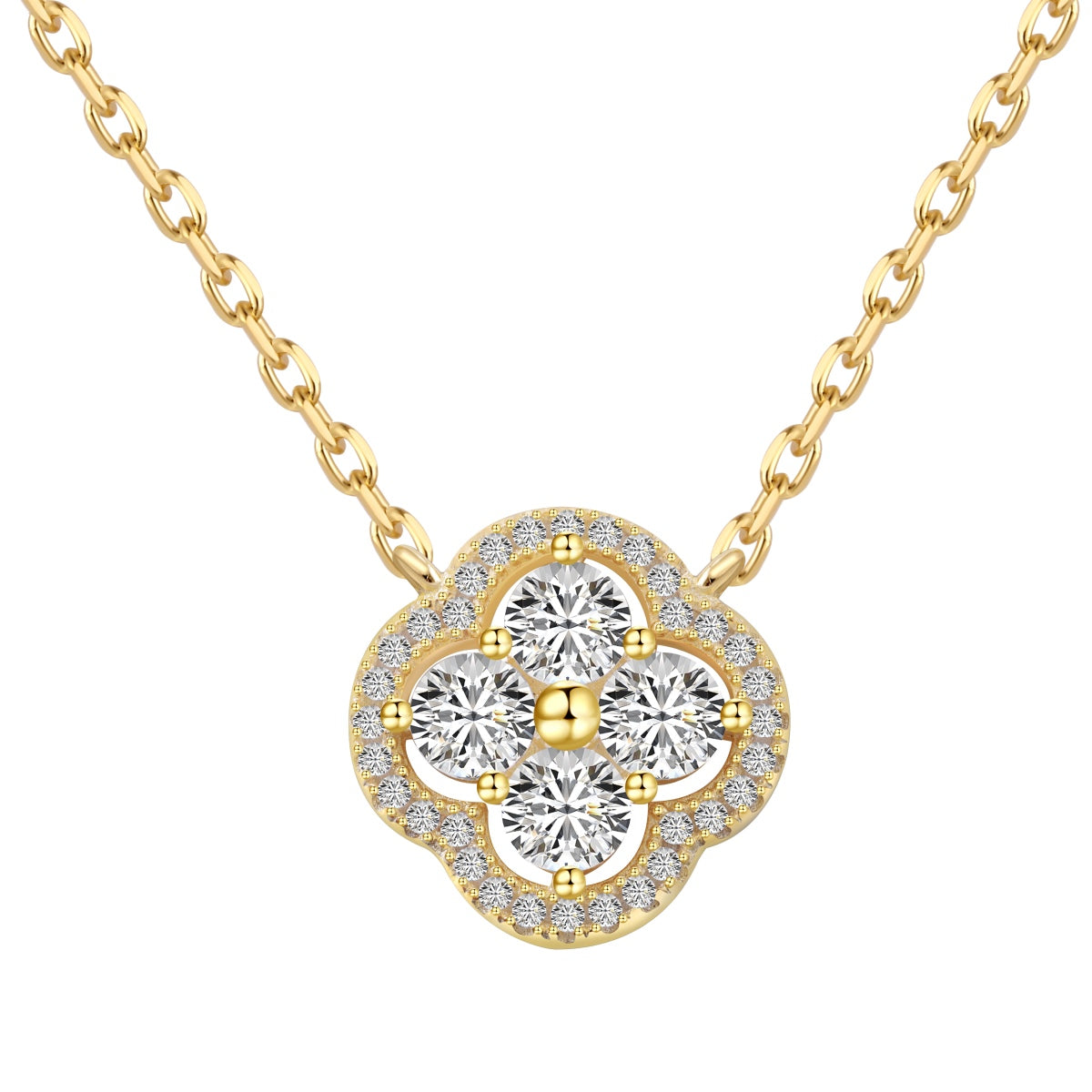 [Vivid Aurora]Exquisite Necklace With Four-Leaf Clover Flower Design