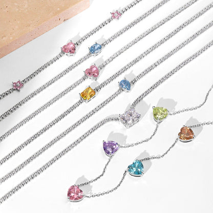 [Vivid Aurora]Dazzling Pink Heart Flower Necklace