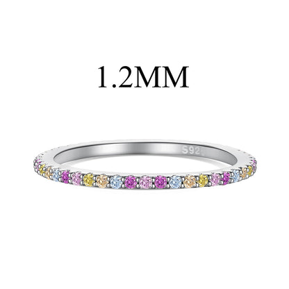 [Vivid Aurora]Ornate Colorful Round Cut Tennis Ring