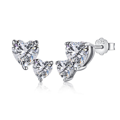 [Vivid Aurora]Double Heart-Shape Classic Princess Style Earrings