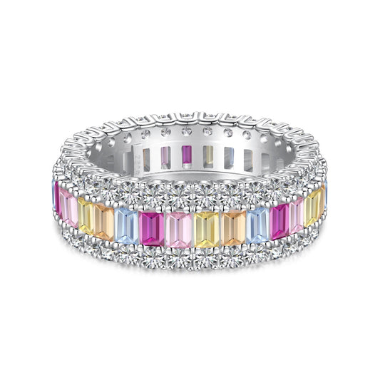 [Vivid Aurora]Dainty Colorful Radiant Cut Daily Ring