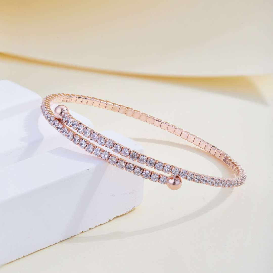 [Vivid Aurora]Row of Diamonds Round Fashion Bracelet