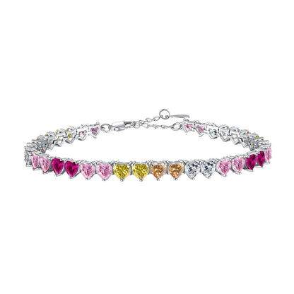 [Vivid Aurora]Luxurious Colorful Romantic Heart Shape Lover Bracelet