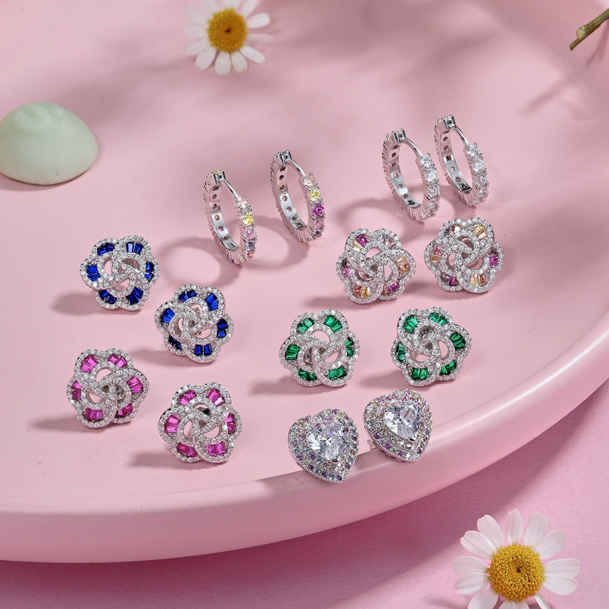 [Vivid Aurora]Radiant Colorful Round Cut Earrings