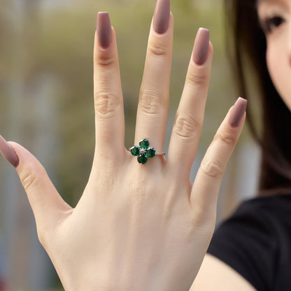 [Vivid Aurora]Four-Leaf Clover Eight-Pointed Star Ring