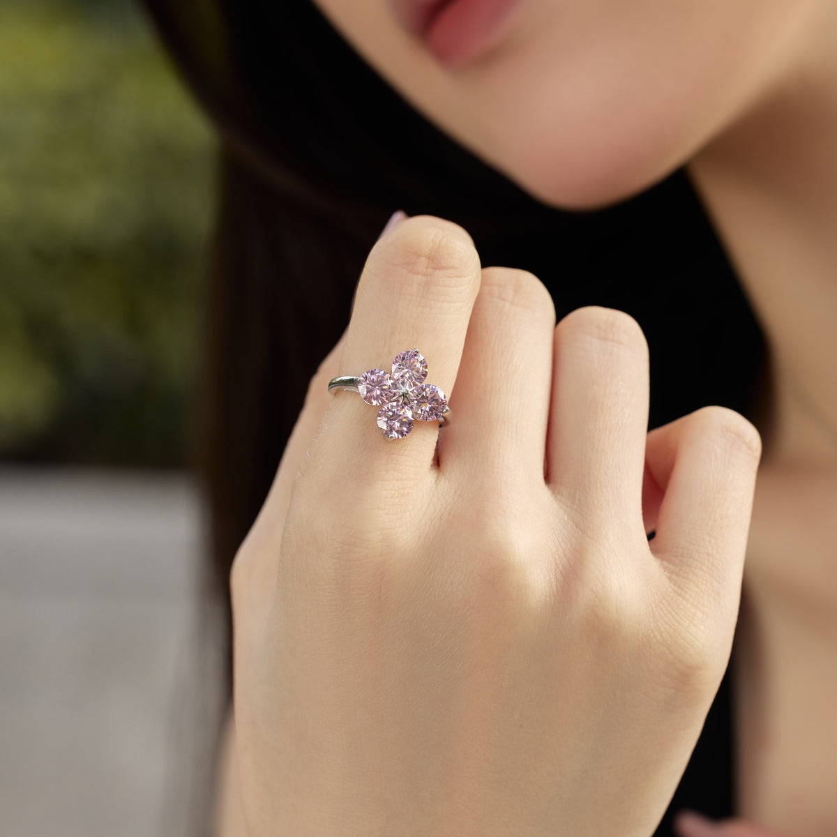 [Vivid Aurora]Four-Leaf Clover Eight-Pointed Star Ring