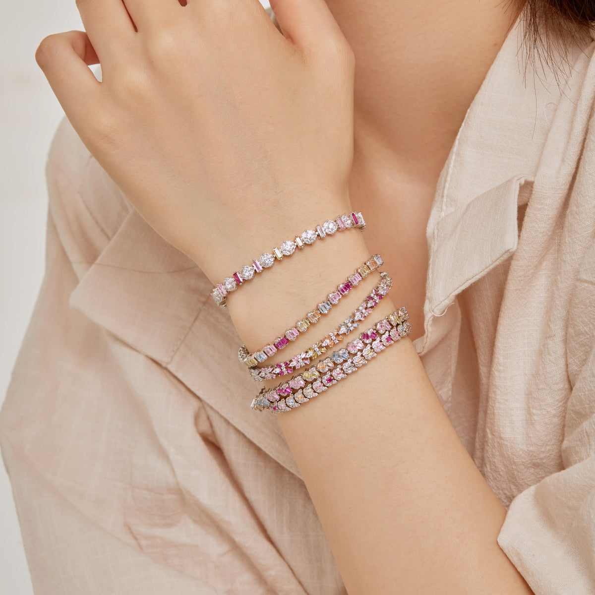 [Vivid Aurora]Delicate Colorful Multi Cut Daily Bracelet