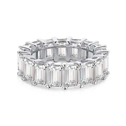 [Vivid Aurora]0.75 Carat Elegant Emerald Cut Tennis Ring